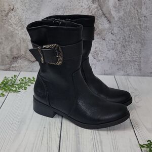 Blowfish Malibu Viss Ankle Boots Black Faux Pebble Leather Womens Size 7